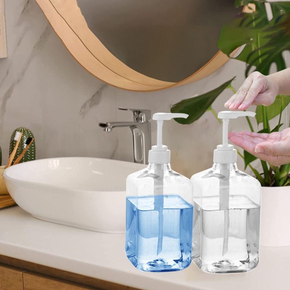 【 ELEGANT 】 Syrup Bottle Glass Multi Use with Hydraulic Pump Bathroom Refillable Softener Syrup Botol Penyimpanan Rumah