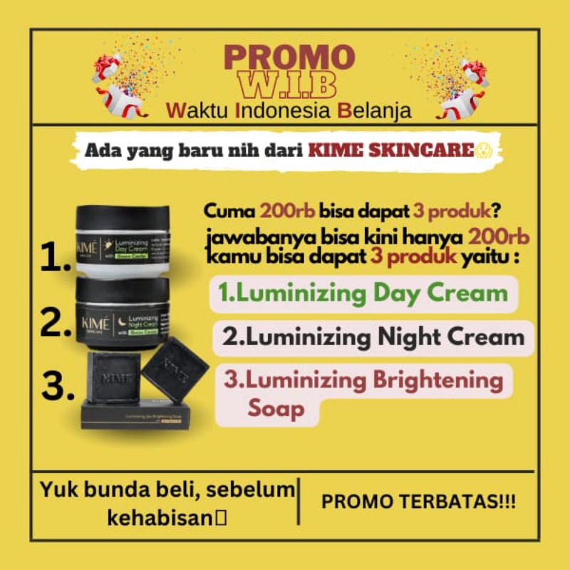 Promo Paket Hemat Kime Skincare Sabun Day Cream Night Cream