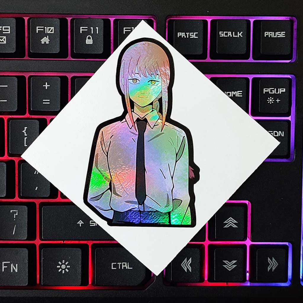 STICKER STIKER HOLOGRAM ANIME MAKIMA STIKER LAPTOP