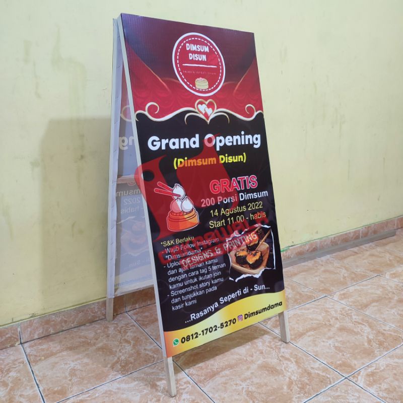 STAND BANNER KAYU UKURAN 50 X 110 - STANDING SEGITIGA BANNER KAYU - STAND BANNER KAYU - A BANNER RAN