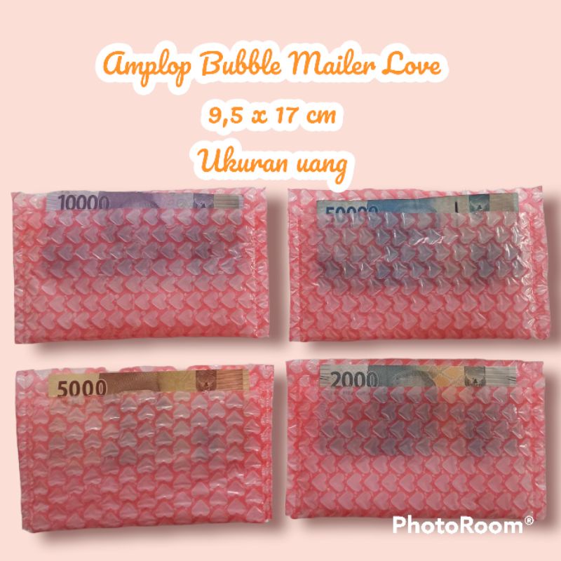 

Bubble wrap Amplop Pink Love 9,5x17 cm Ukuran Uang cocok untuk edisi valentine, amplop packing unik, amplop buble wrap Pink Love