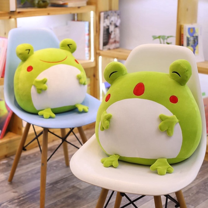 Bantal Boneka Lucu karakter Katak Kodok Frog Plush Bahan Halus Lembut Empuk