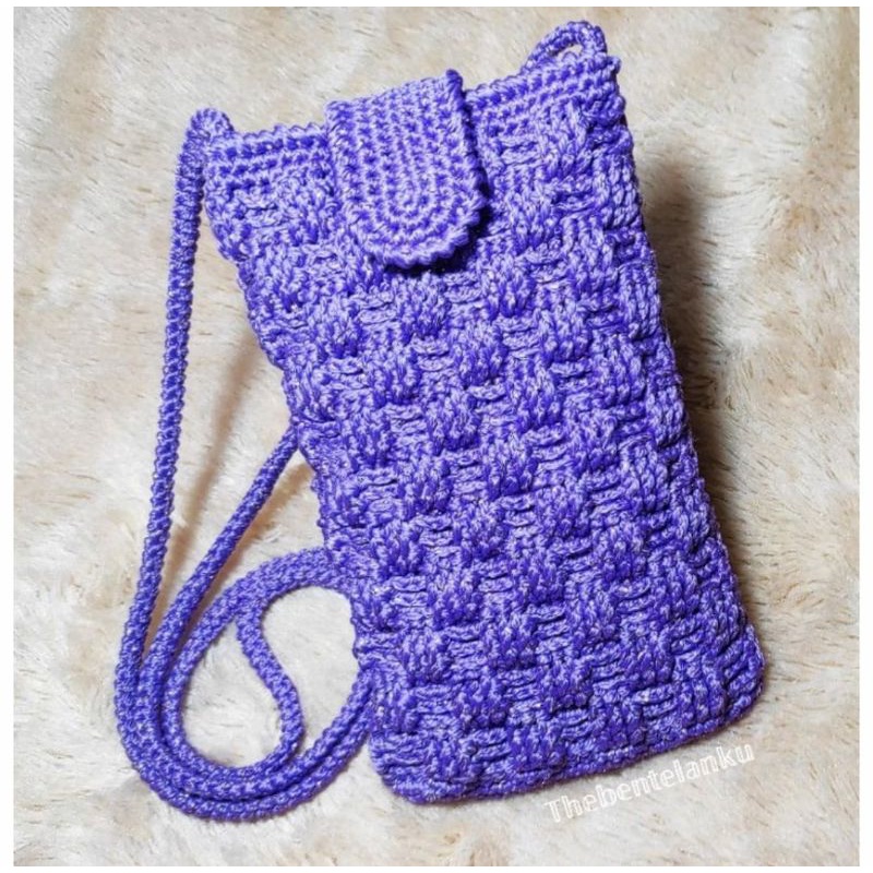 Tas Rajut Hp Motif Keranjang