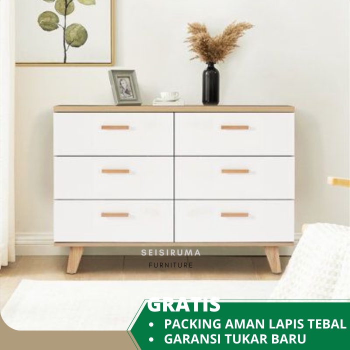 Meja Nakas Minimalis Kabinet Laci 6 Modern SWH