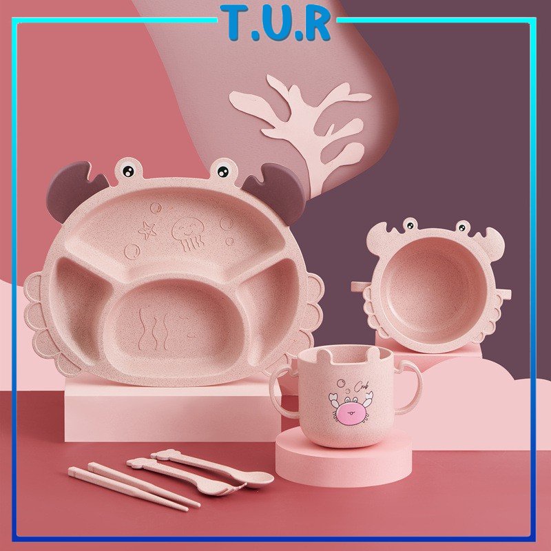 peralatan makan bayi 6 in 1 Cartoon Animal 3DTableware Set Peralatan Makan Bayi Baby Feeding Set Kado anak perlengkapan bayi