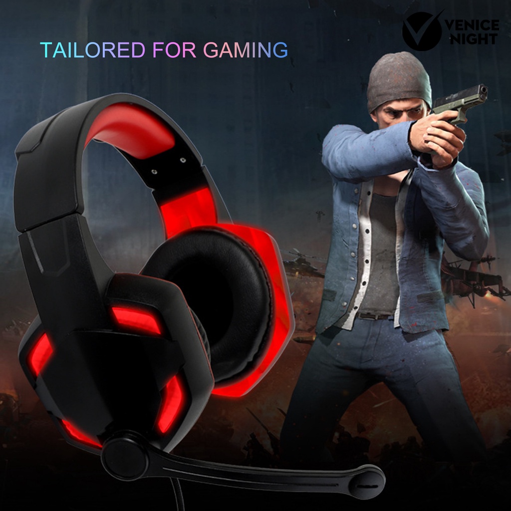 (VNEP) (Berkabel) G2000 Headphone Efek Cahaya Pengurangan Kebisingan Headset Gaming Suara Stereo Bass Yang Kuat untuk Rumah