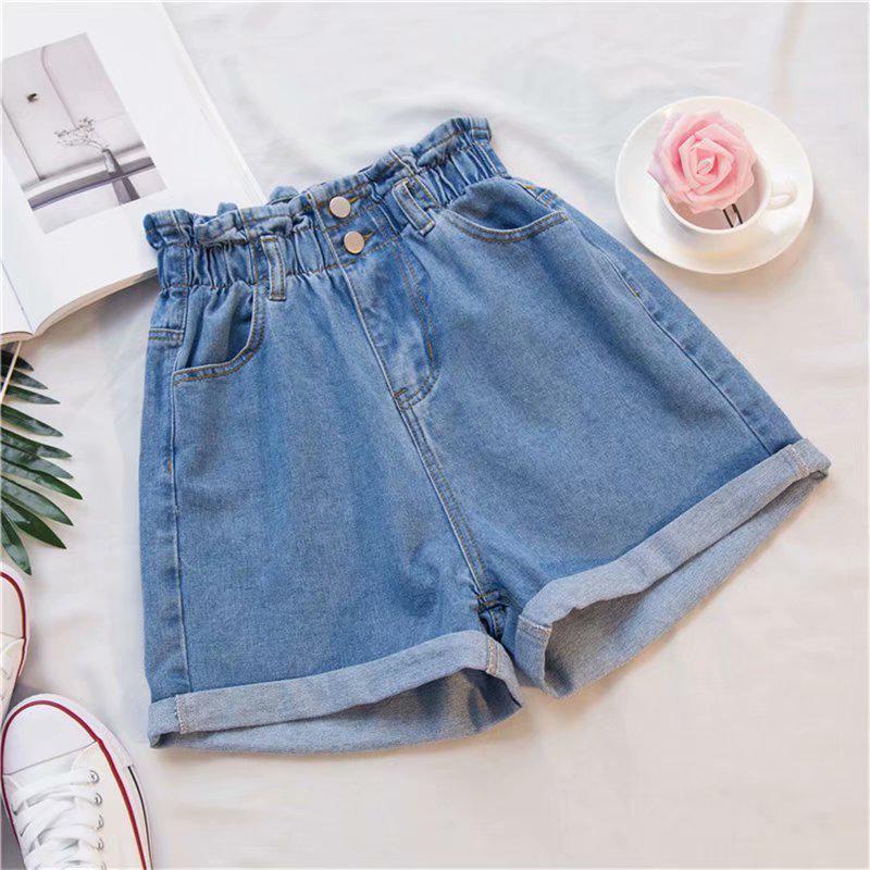 BEARYJEANS Celana Pendek Wanita Jeans Karet Highwaist Hot Pants Jeans Wanita - BJ049