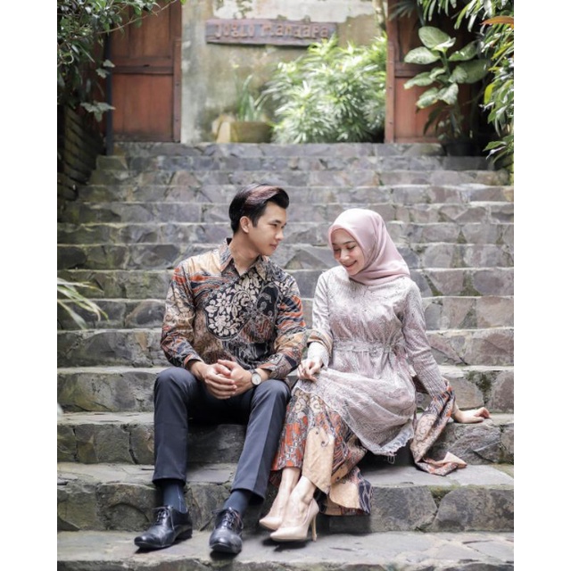 Kebaya batik couple MECA Tunik brown | kebaya wisuda kebaya lamaran, tunangan