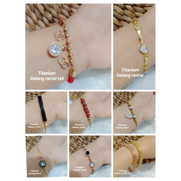 Gelang titanium tahan air GT216. xuping Titanium lapis mas medan Sumbayak