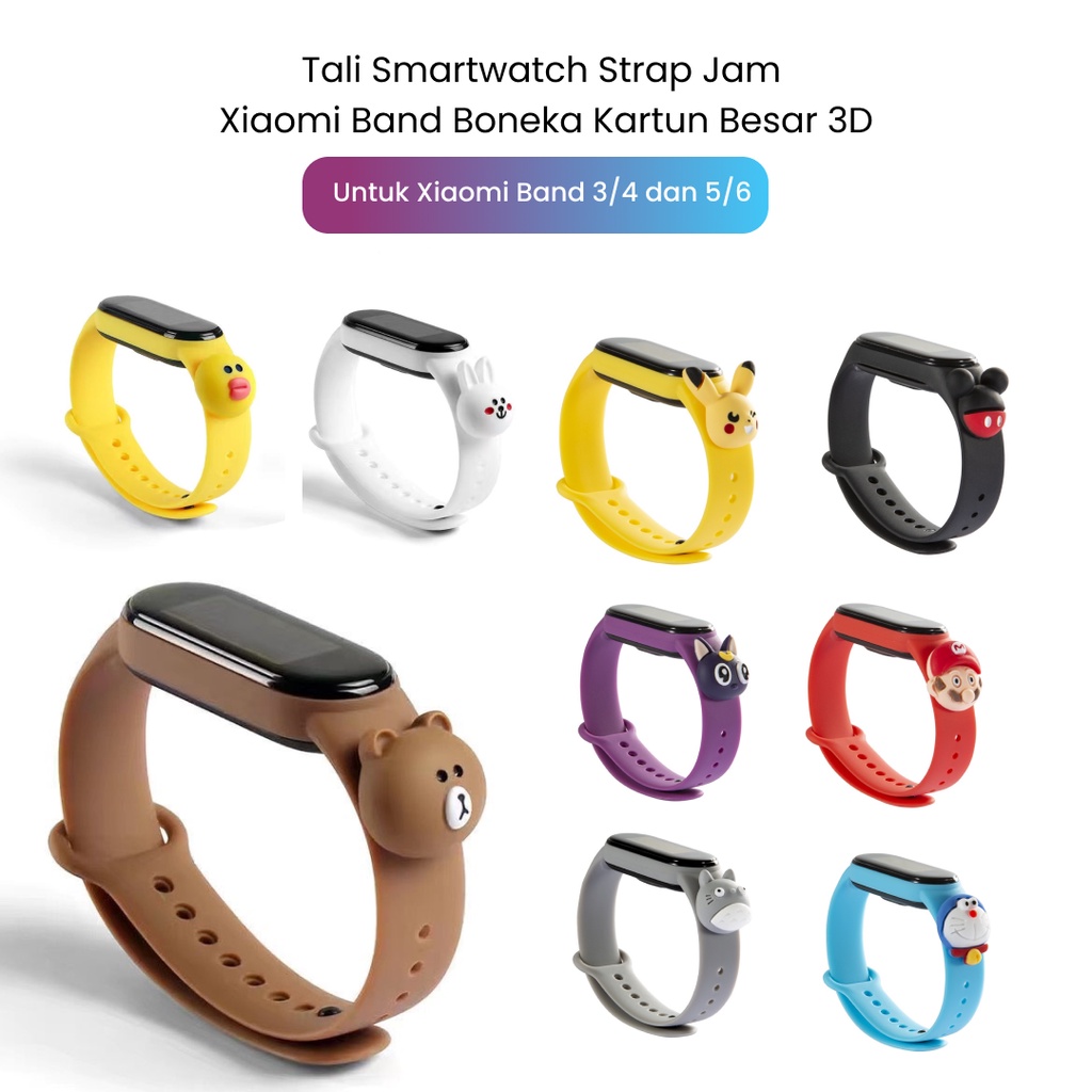 Strap Tali Xiaomi Mi Band 3/4/5/6 Boneka Kartun 3D Xiaomi Band Strap