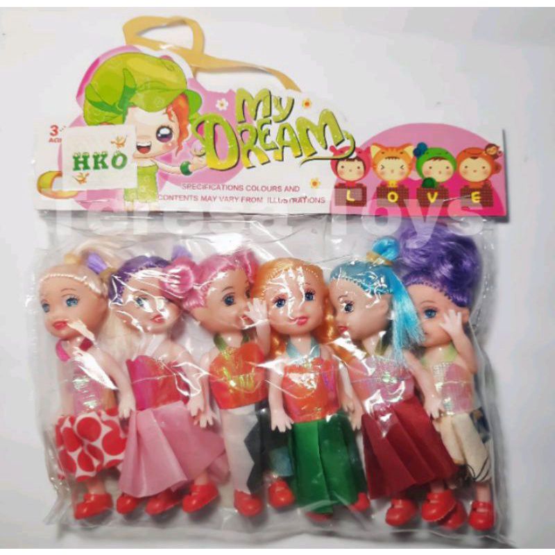 MAINAN ANAK CEWEK BONEKA BERBIE KECIL ISI 6 PCS