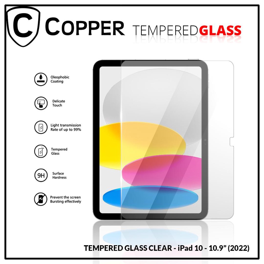 Ipad 10 / 10.9&quot; (2022) - COPPER TEMPERED GLASS FULL CLEAR