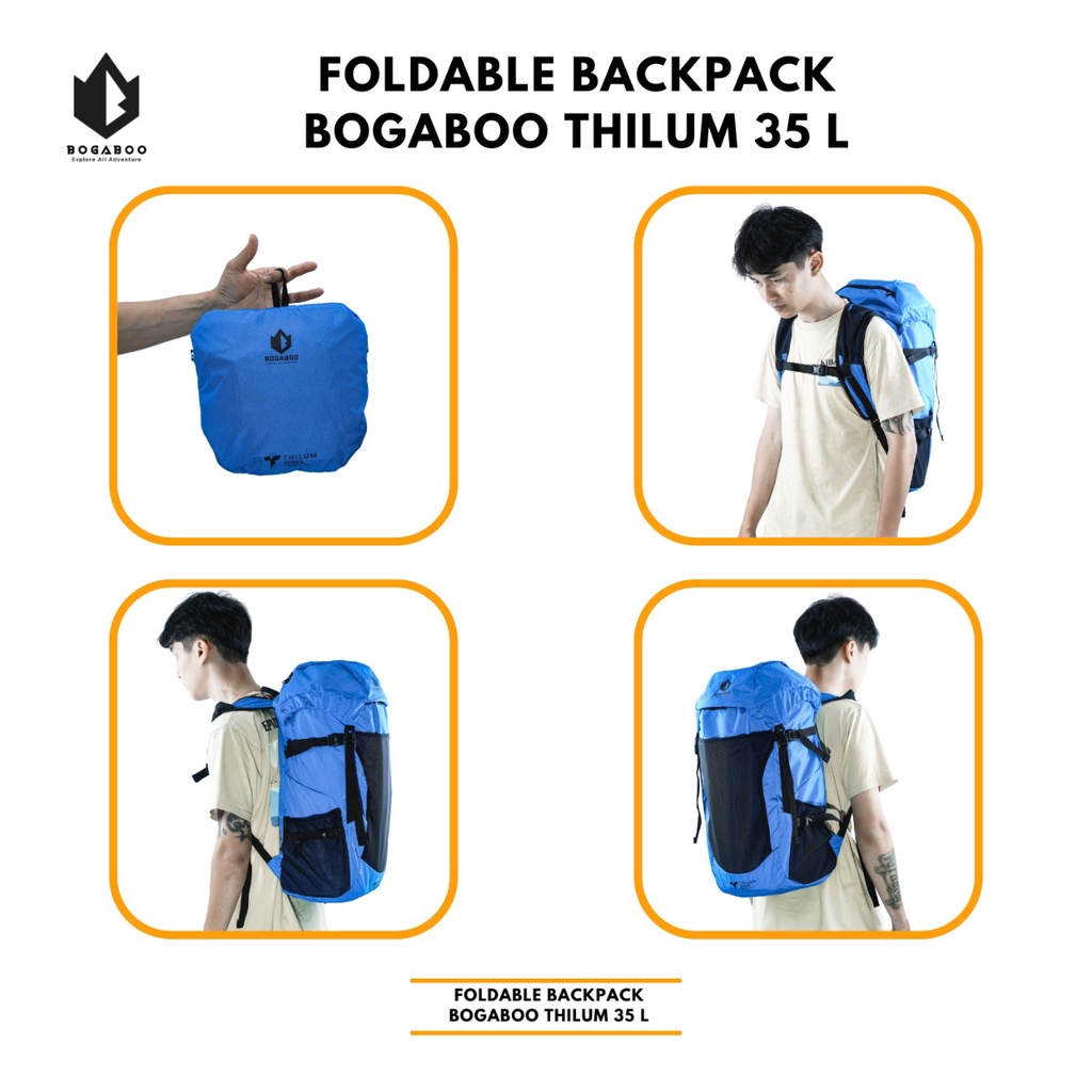 FOLDABLE BACKPACK BOGABOO 35 LITER THILUM - TAS GUNUNG LIPET 35 WATERPROOF - TAS ULTRALIGHT - TAS SUMMIT - TAS CARRIER LIPAT - TAS RANSEL LIPET - TAS HIKING OUTDOOR