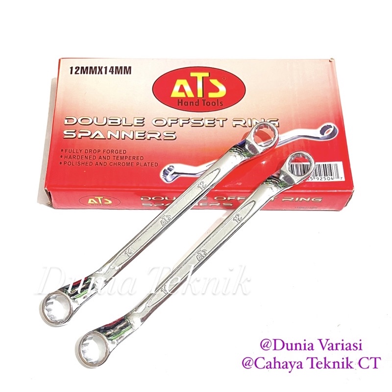 Kunci Ring 12 x 14 mm ATS Double Offset Ring 12x14 mm Kunci Ring Satuan 12 - 14 mm Chrome Mirror Kun