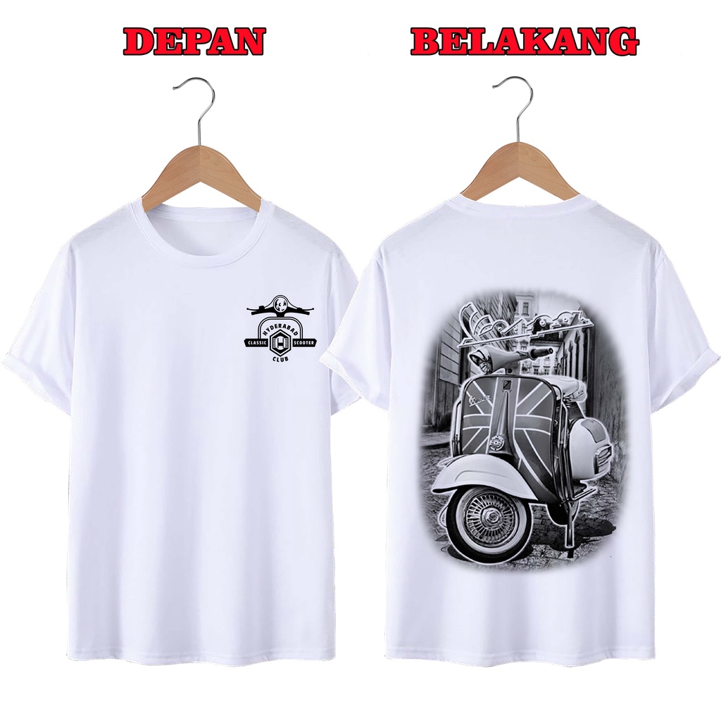 KAOS DISTRO UNISEX (PRIA DAN WANITA) TERBARU, KAOS JUMBO VESPA BENDERA