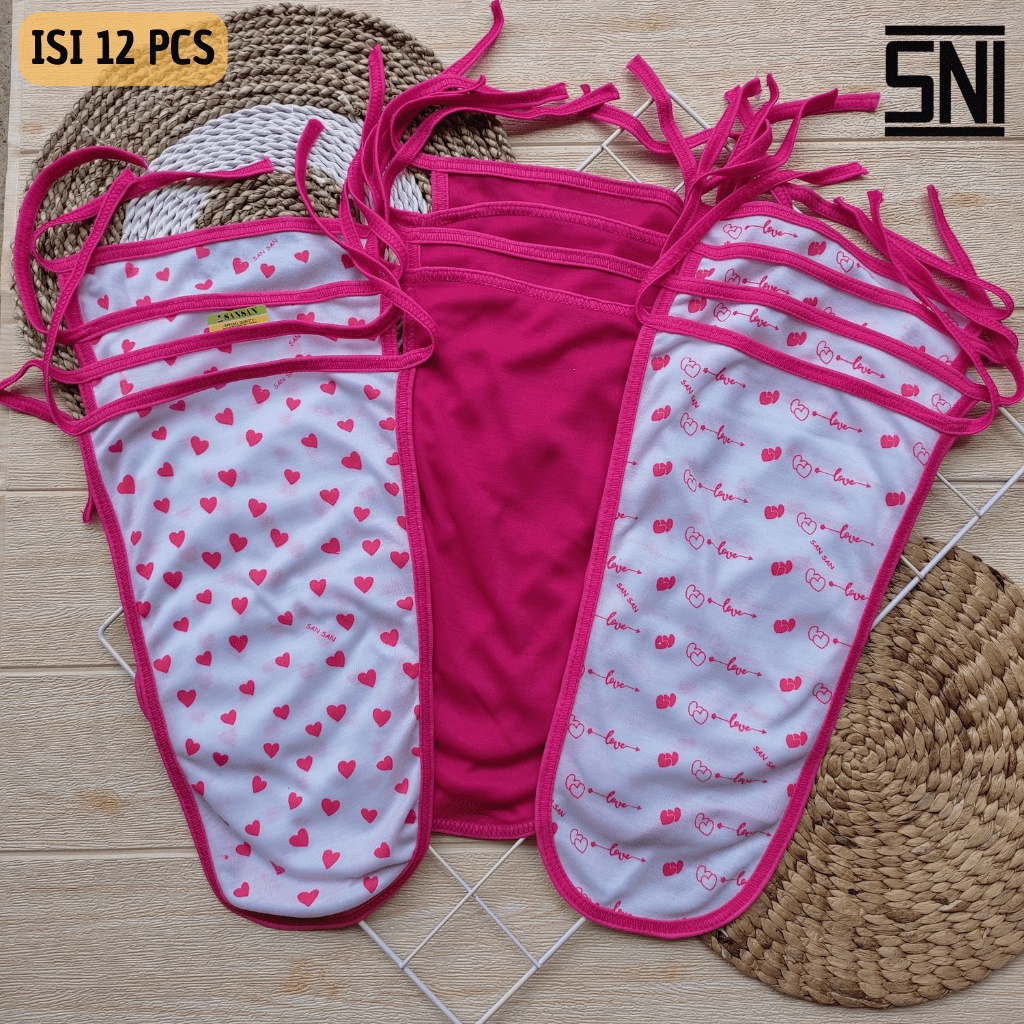6 PCS Popok Kain Popok Tali Bayi Baru Lahir Seri PINK FUSHCIA