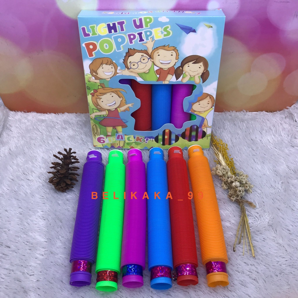 MAINAN ANAK SELANG NYALA LIGHT UP POP PIPES VIRAL / MAINAN SELANG LAMPU / POP LIGHT / SELANG LAMPU POLOS WARNA WARNI / MAINAN ANAK LAMPU LED / SELANG LED / LIGHT UP TUBES POP PIPES LED
