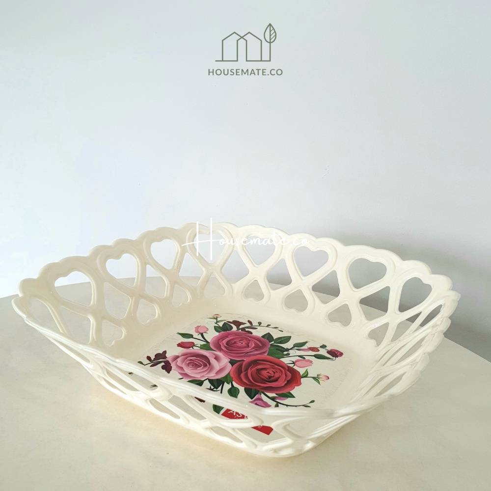 Keranjang Buah / Keranjang Parcel Plastik Motif Bunga