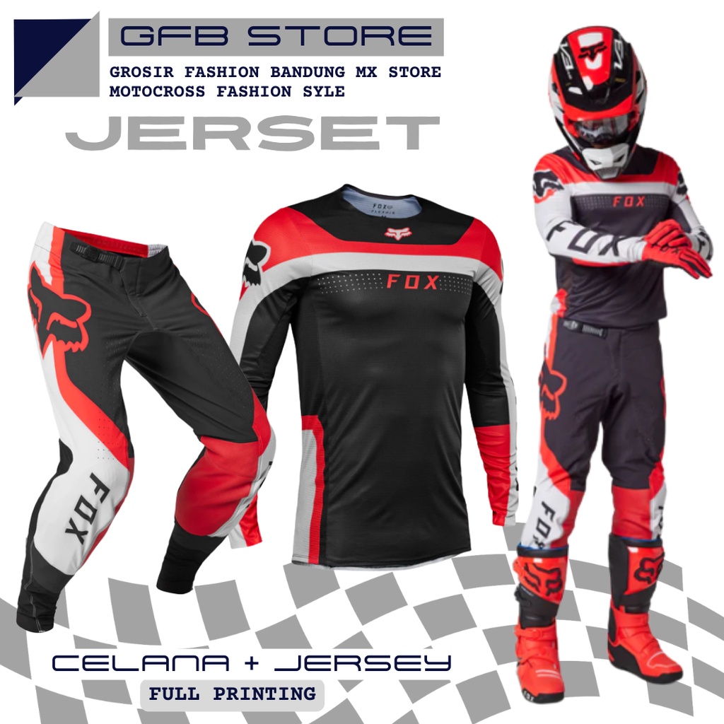 Pants set Celana Cross Jersey motor Trail adventure mtb Hitam Black motocross panjang trabas enduro Jumbo Murah pria dewasa