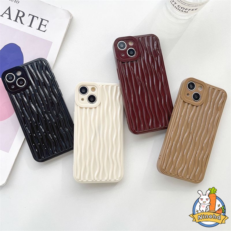 Soft Case Silikon Motif Garis Vertikal Warna Merah Wine Untuk iPhone 14 13 12 11 Pro Max X Xr Xs Max 8 7 Plus SE 2020