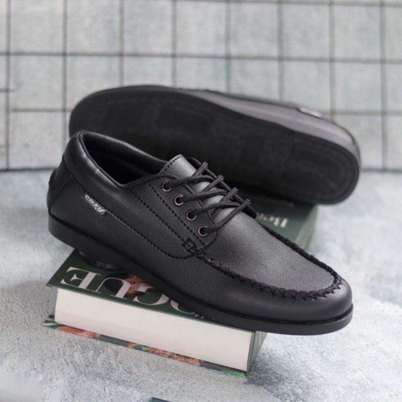 Sepatu Pantofel Kerja Formal Casual Kulit Sintetis Hitam Pria Xshoesbdg.id Monza