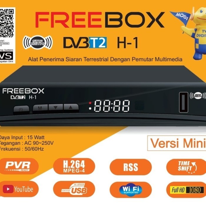 FREEBOX DV3T2 H-1 Alat Penerima Siaran Terrestrial TV Digital Receiver Set Top Box Full HD Versi Mini