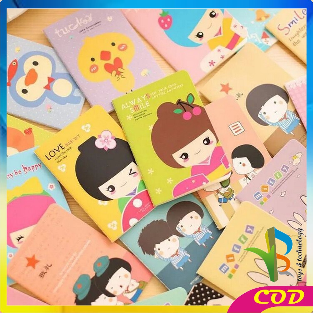 RB-A25 Buku Tulis Mini Notebook / Buku Tulis Memo Kecil Karton / Buku Catatan Cartoon Mini Book Lucu Anak Sekolah Import