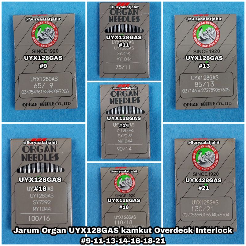 Jarum Organ UYX128GAS Overdeck #9 11 13 14 16 18 21 rp.42.000/bks