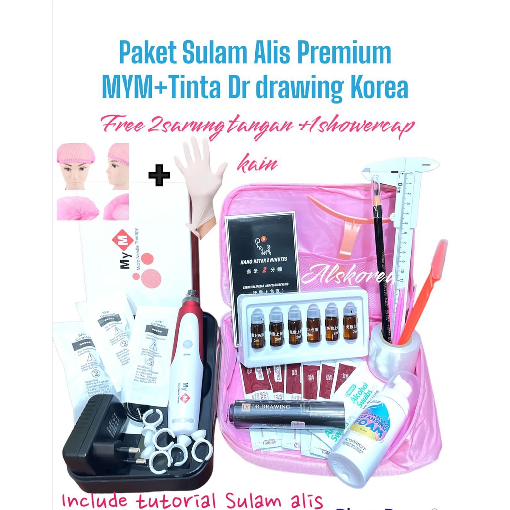 Paket Lengkap Sulam Alis &amp; Bibir Mesin Dermapen MYM+ Dr Drawing  (DISERTAI STEP SULAM ALIS) rekomendasi