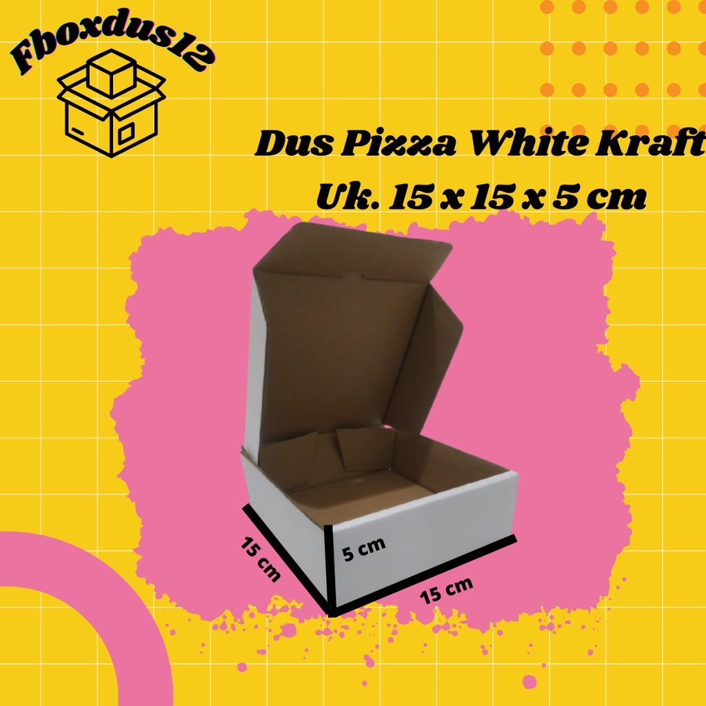 

Kardus Packing/Dus Box Pizza Diecut ukuran 15x15x5 cm Putih Polos ( MINIMAL ORDER 10 PCS )