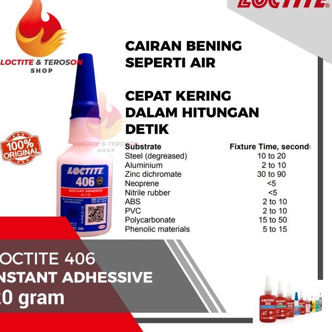 

LEM BENING TERKUAT LOCTITE 406 MEREKATKAN PLASTIK DAN KARET ELASTIS