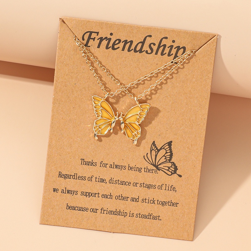 Fancyqube 2pcs / Set Kalung Liontin Butterfly Untuk Wanita