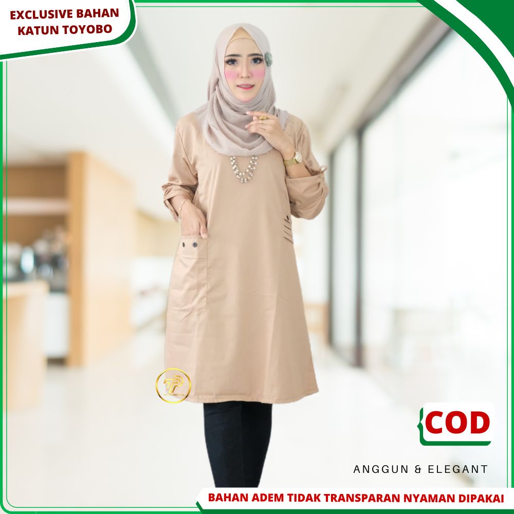Baju Atasan Tunik Wanita Terbaru Kekinian Remaja Bahan Katun Toyobo Premium Adem Muslim Santriwati S