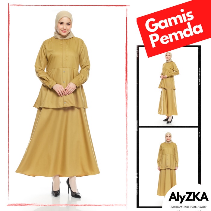 Gamis Seragam Dinas Pemda Pns Asn Pdh Wanita Syari Busui Toyobo Khaki