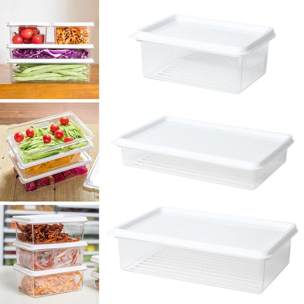 Solighter Food Preparation Storage Box Kulkas Rumah Freezer Organizer Bawang Jahe Segar Penyimpanan Piring Microwave Kotak Pemanas