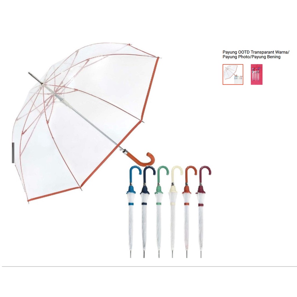 FELWINSHOP Payung OOTD Transparant Warna/ Payung Photo/Payung Bening Mirip Miniso