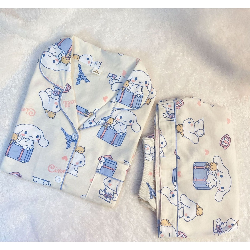 BAJU TIDUR PIYAMA SANRIO CINNAMOROLL KUROMI MELODY LILO STITCH HELLO KITTY SET DASTER CELANA SLEEPWEAR IMPOR