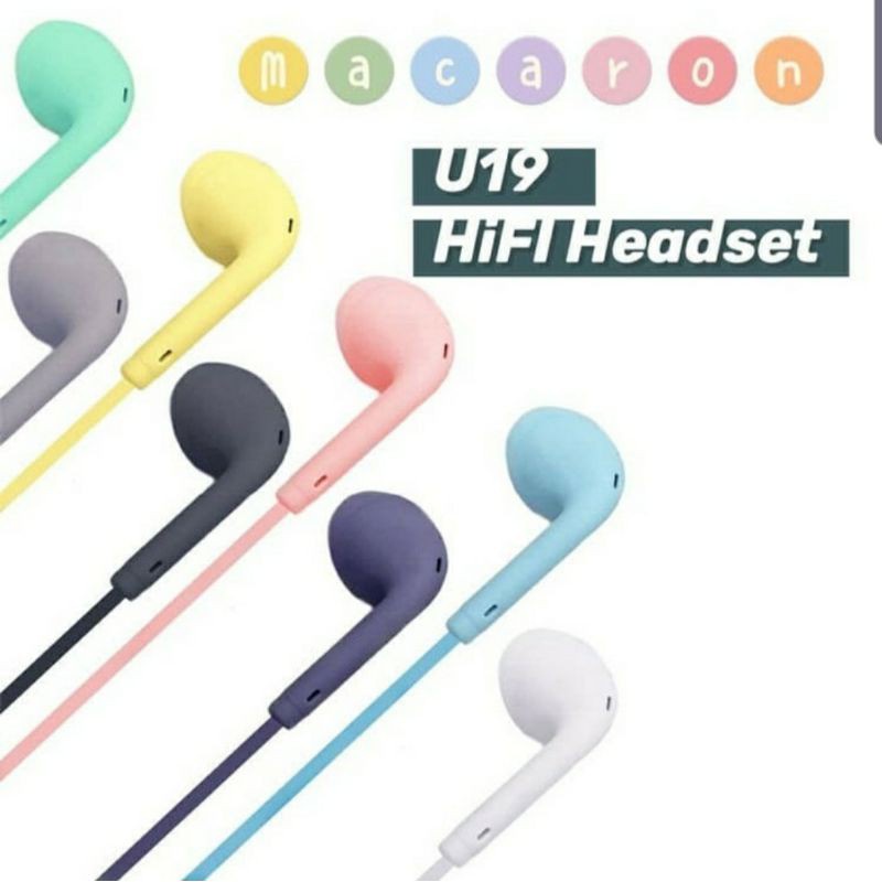 HF U19 MACARON HANDSFREE HENSET EARPHONE MAKARON WARNA / EXTRA BASS-DAYANI_STORE1