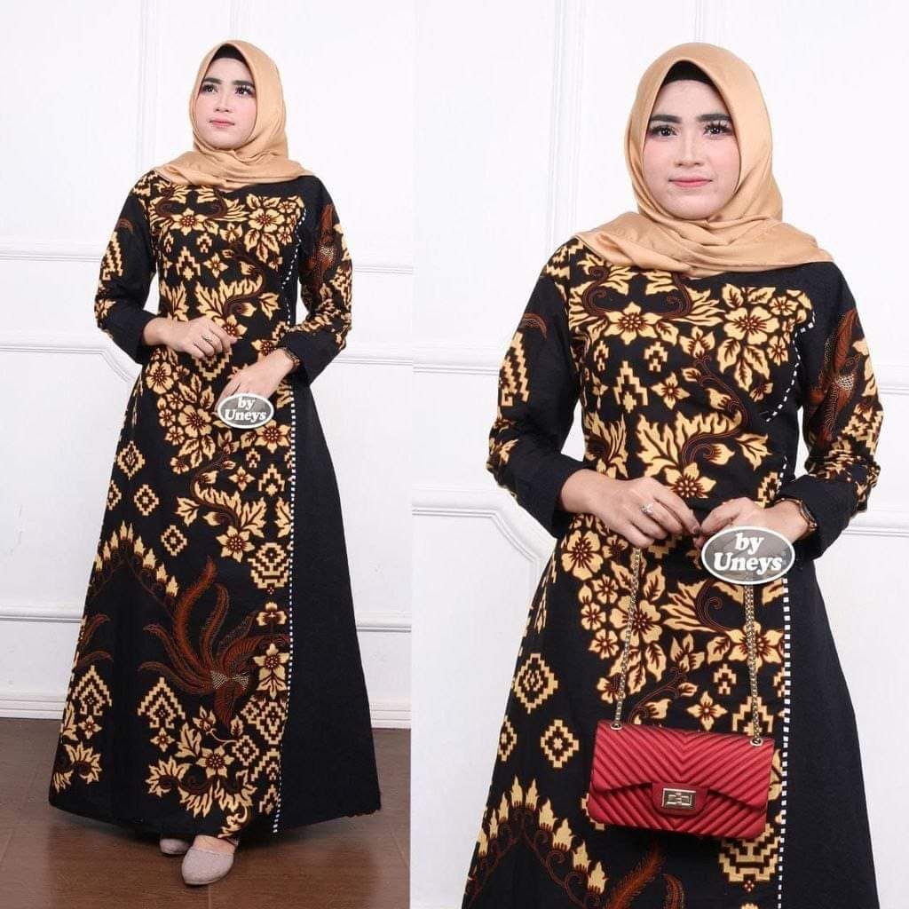 gamis batik kombinasi/gamis batik/batik wanita/batik gamis