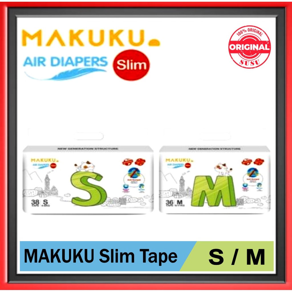 Makuku Air Diapers Slim Tape M36 / S36 / NB 28