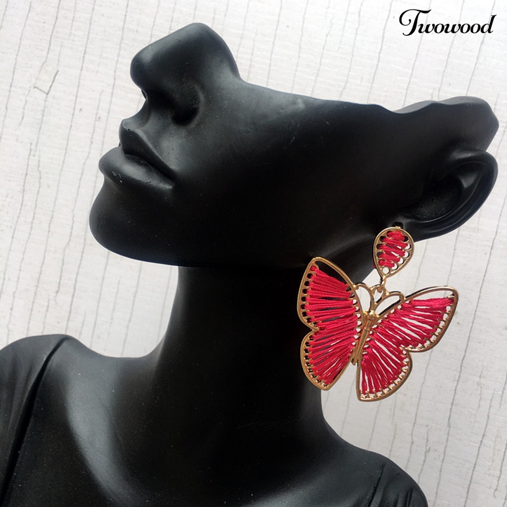 1 Pasang Anting Desain Butterfly Warna-Warni Gaya Boho Untuk Wanita