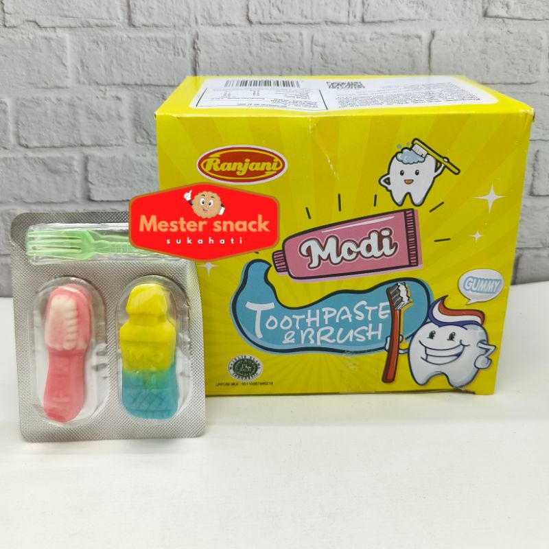 Permen Modi ToothPaste &amp; Brush (1 pack isi 24 pcs)