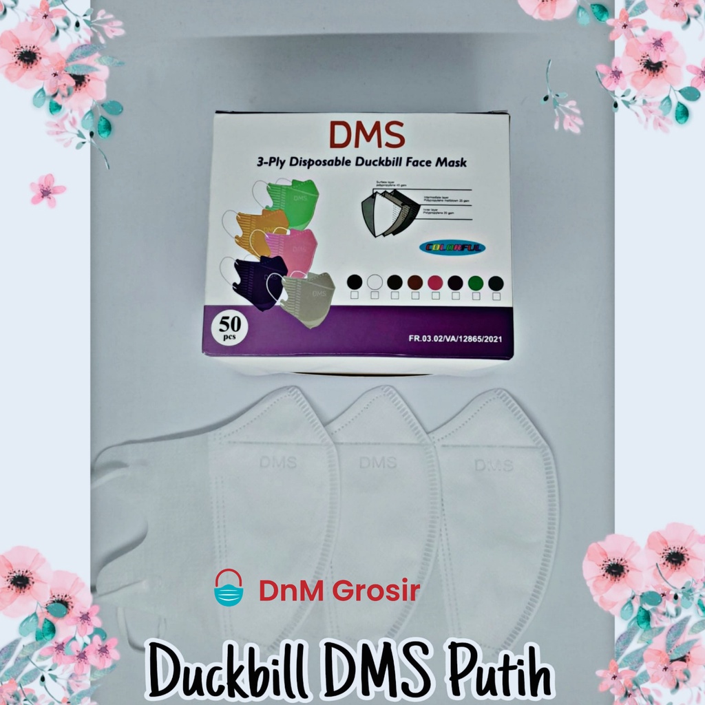 Masker Duckbill Hitam Putih Embos DMS 3 ply isi 50 pcs