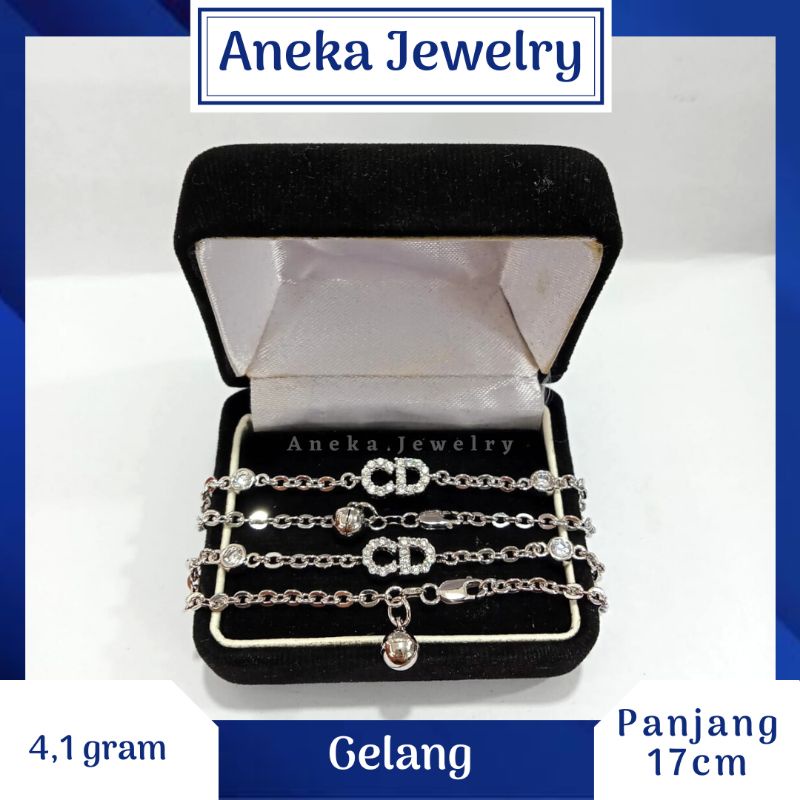 Gelang Holo CD Mata2, Perak 925, Sepuh Emas Putih