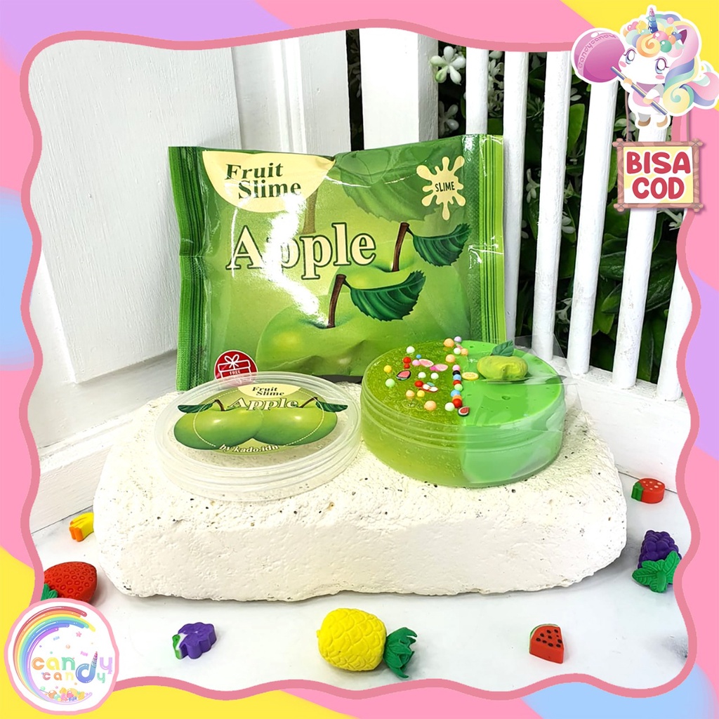 Slem buah / slime fruit with new packaging plus extra topping dan clay by CANDYCANDY.idn