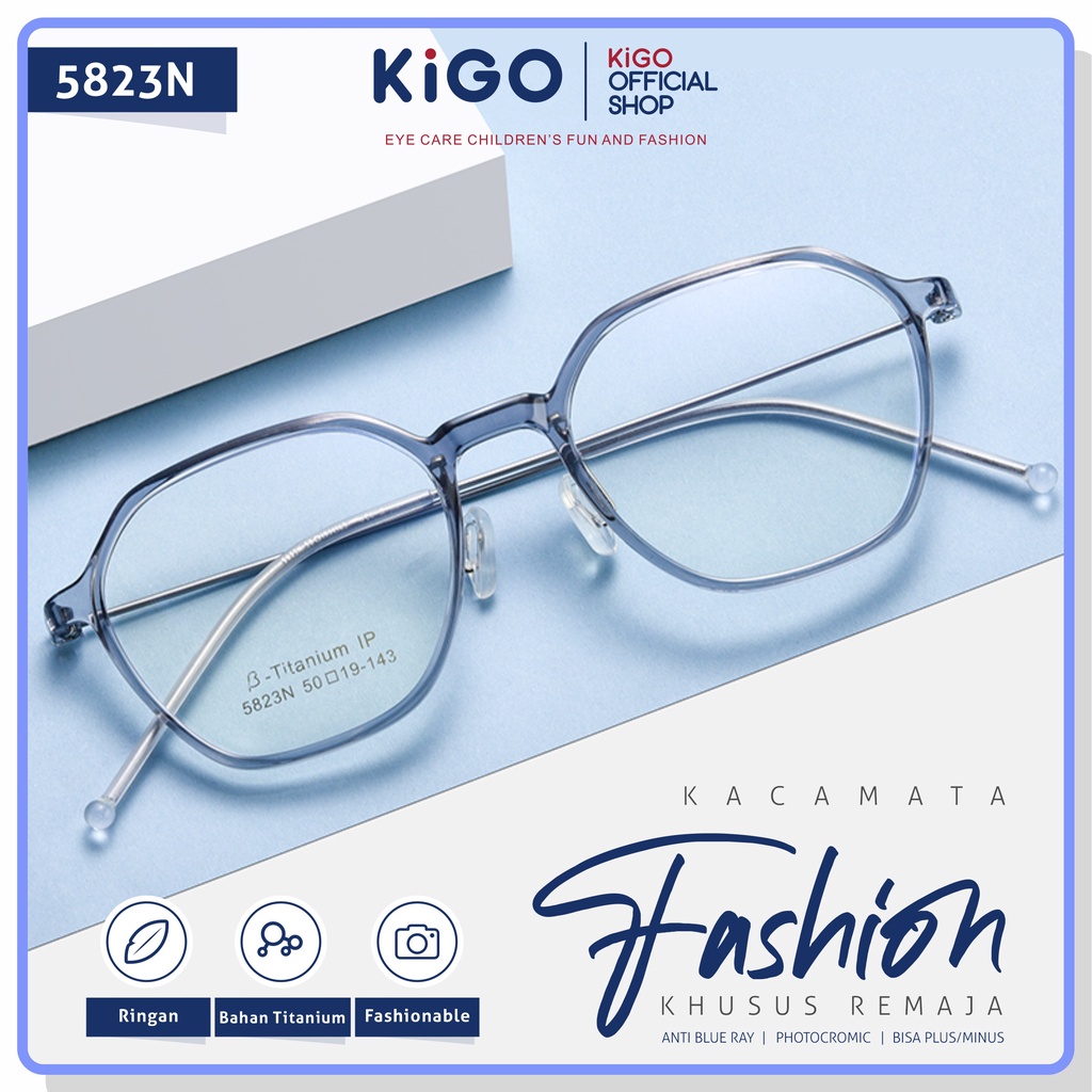 Kigo Kacamata Anak Remaja Anti Radiasi Anti Blueray TR-90 Geometri 5823N