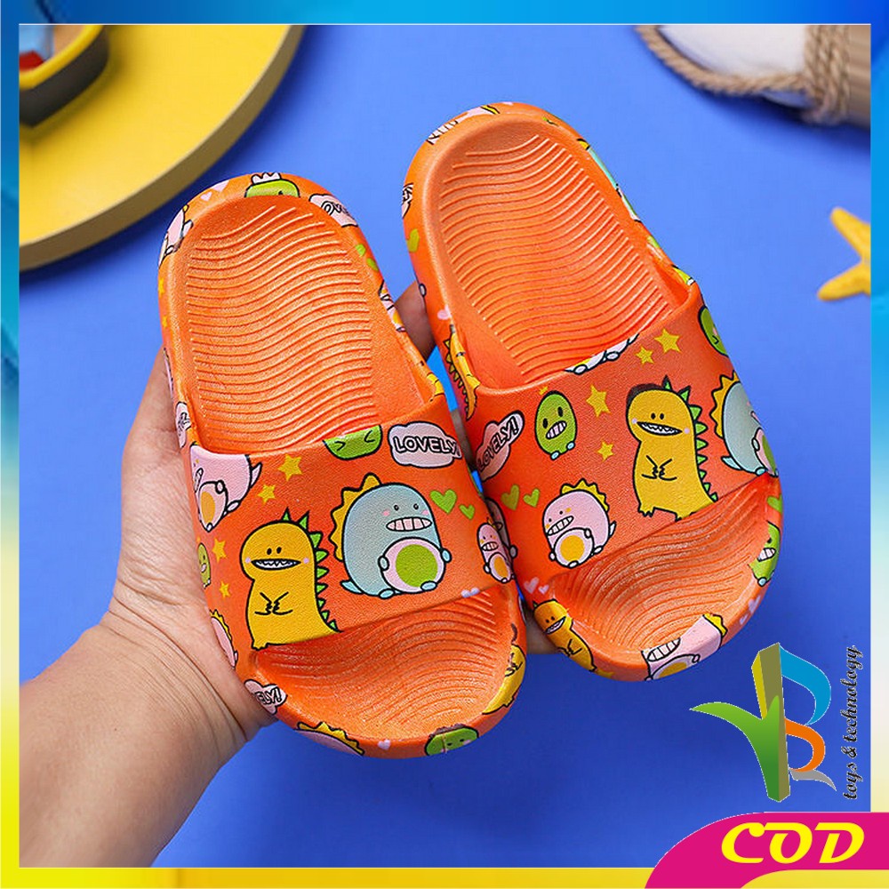 RB-S46 Sendal Anak Laki Laki Motif Dino Karakter Hewan Lucu Anti Slip Selop Cewek Cowok Unisex / Sendal Gemoy Dinosaurus Anak Empuk Slippers Slip On Import