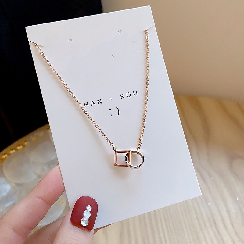 Kalung Choker Bahan Titanium steel Warna Rose Gold 18K