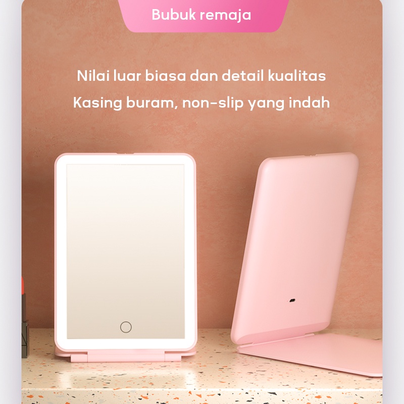 DADAWARD Mirror Touch Screen Led/ Cermin Lampu LED Rechargeable Tombol Touch Screen / Cermin Makeup LED / Kaca Cermin Lampu Charge / Mirror LED Charge USB