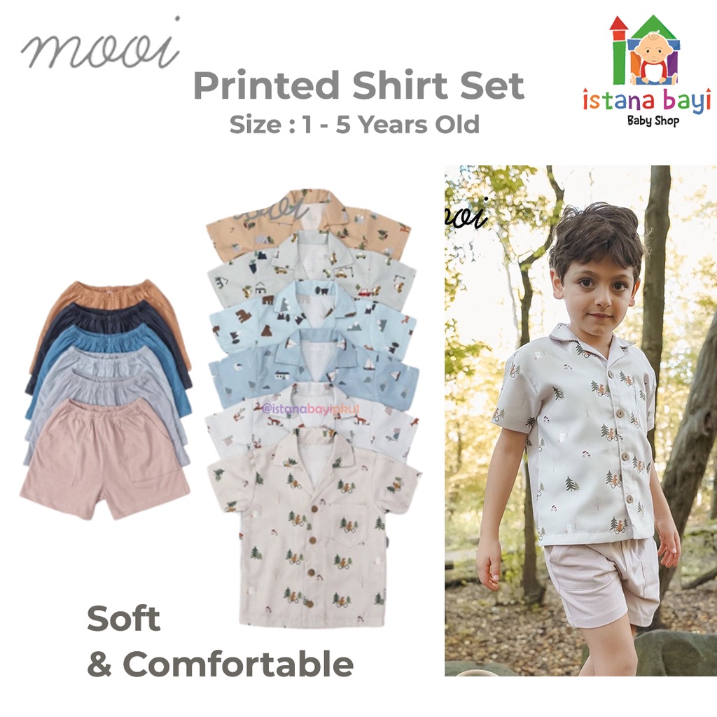 MOOI PRINTED SHIRT SET - Mooi Setelan Anak Laki-laki Kemeja Anak Printed Shirt Set